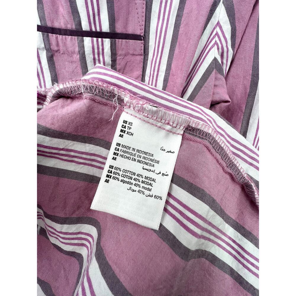 Anthropologie XS Pajama Oversized Nightgown Dress Shirt Striped Women Pj Pocket - Picture 5 of 6